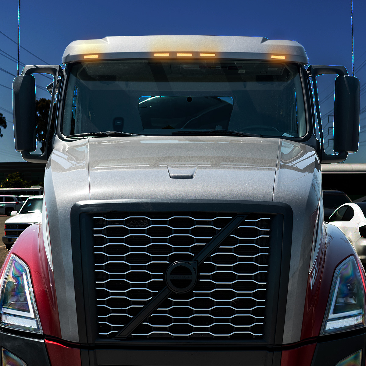 6 Amber LED Exterior Visor Light For 1996-2024 Volvo VNL - Clear Lens - Thumbnail 9