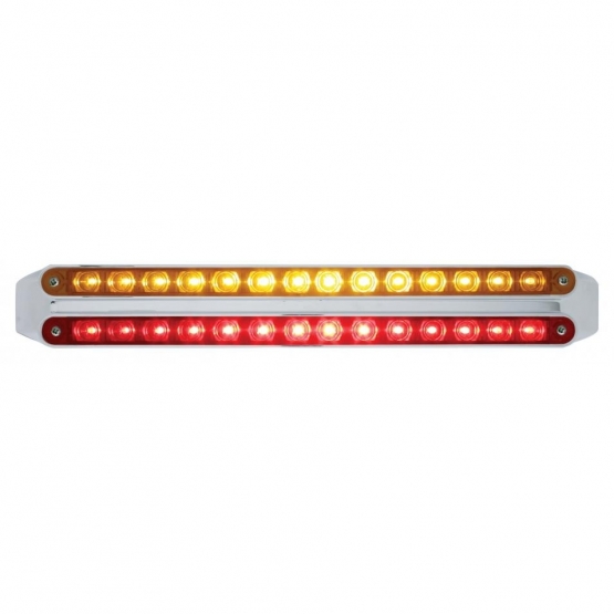 Dual 14 LED 12" Light Bars - Amber & Red LED/Amber & Red Lens