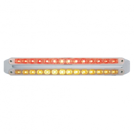 Dual 14 LED 12" Light Bars - Amber & Red LED/Clear Lens