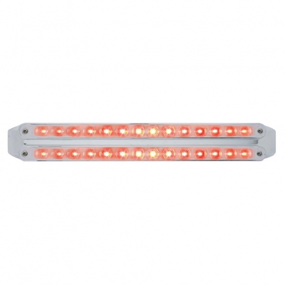 Dual 14 LED 12" Light Bars (Stop, Turn & Tail) - Red LED/Chrome Lens