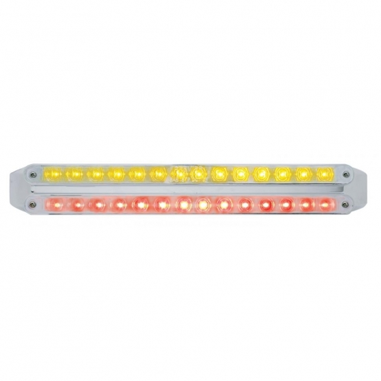 Dual 14 LED 12" Light Bars - Amber & Red LED/Chrome Lens