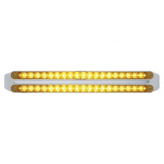 Dual 19 LED 12" Reflector Turn Signal Light Bars - Amber LED/Amber Lens
