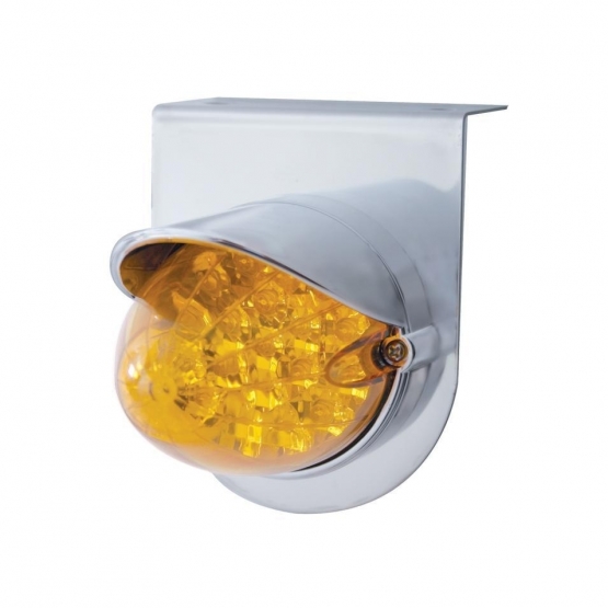 Stainless Light Bracket With 19 LED Reflector Light & Visor - Amber LED/Amber Lens - Thumbnail 2