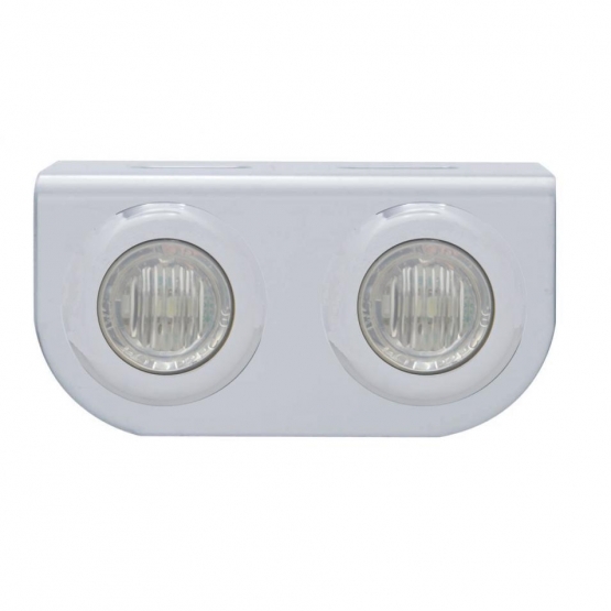 Stainless Light Bracket With 2X 3 LED 3/4" Mini Lights - Red LED/Clear Lens