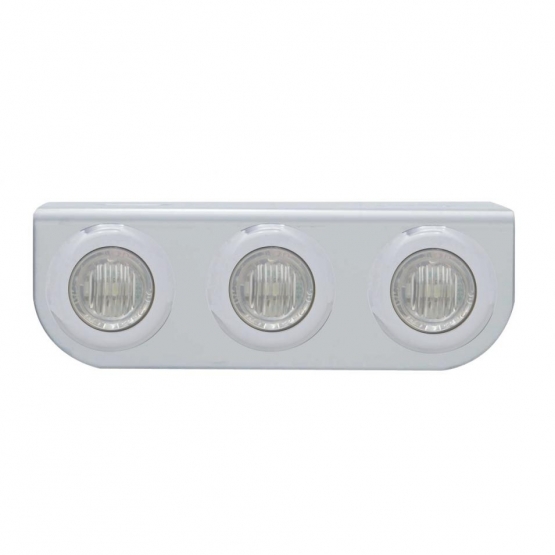 Stainless Light Bracket With 3X 3 LED 3/4" Mini Lights - Red LED/Clear Lens