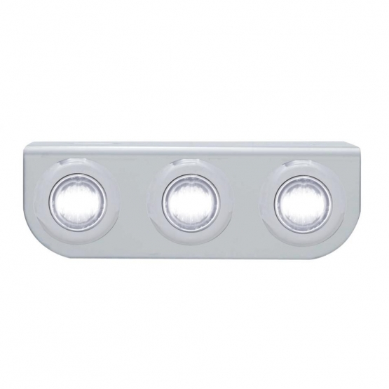 Stainless Light Bracket With 3X 3 LED 3/4" Mini Lights - White LED/Clear Lens