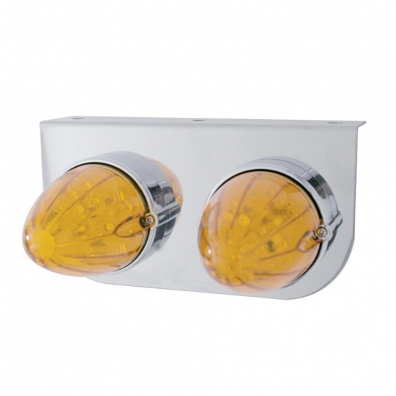 Stainless Light Bracket With 2X 19 LED Watermelon Lights - Amber LED/Amber Lens