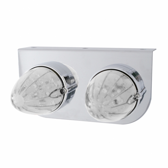 Stainless Light Bracket With 2X 19 LED Watermelon Lights - Amber LED/Clear Lens