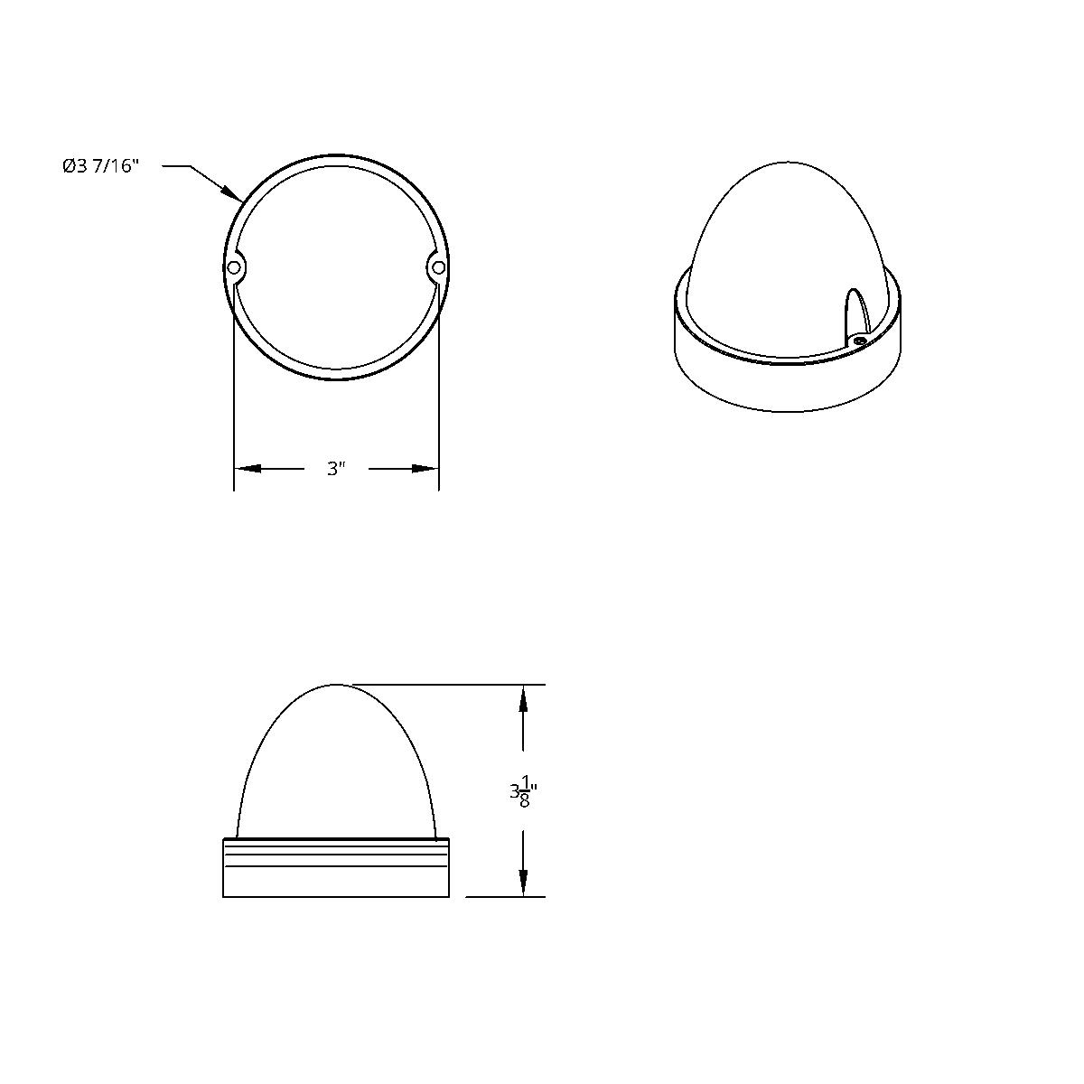 17 LED Dual Function Watermelon Flush Mount Kit - Amber LED/Amber Lens - Thumbnail 2