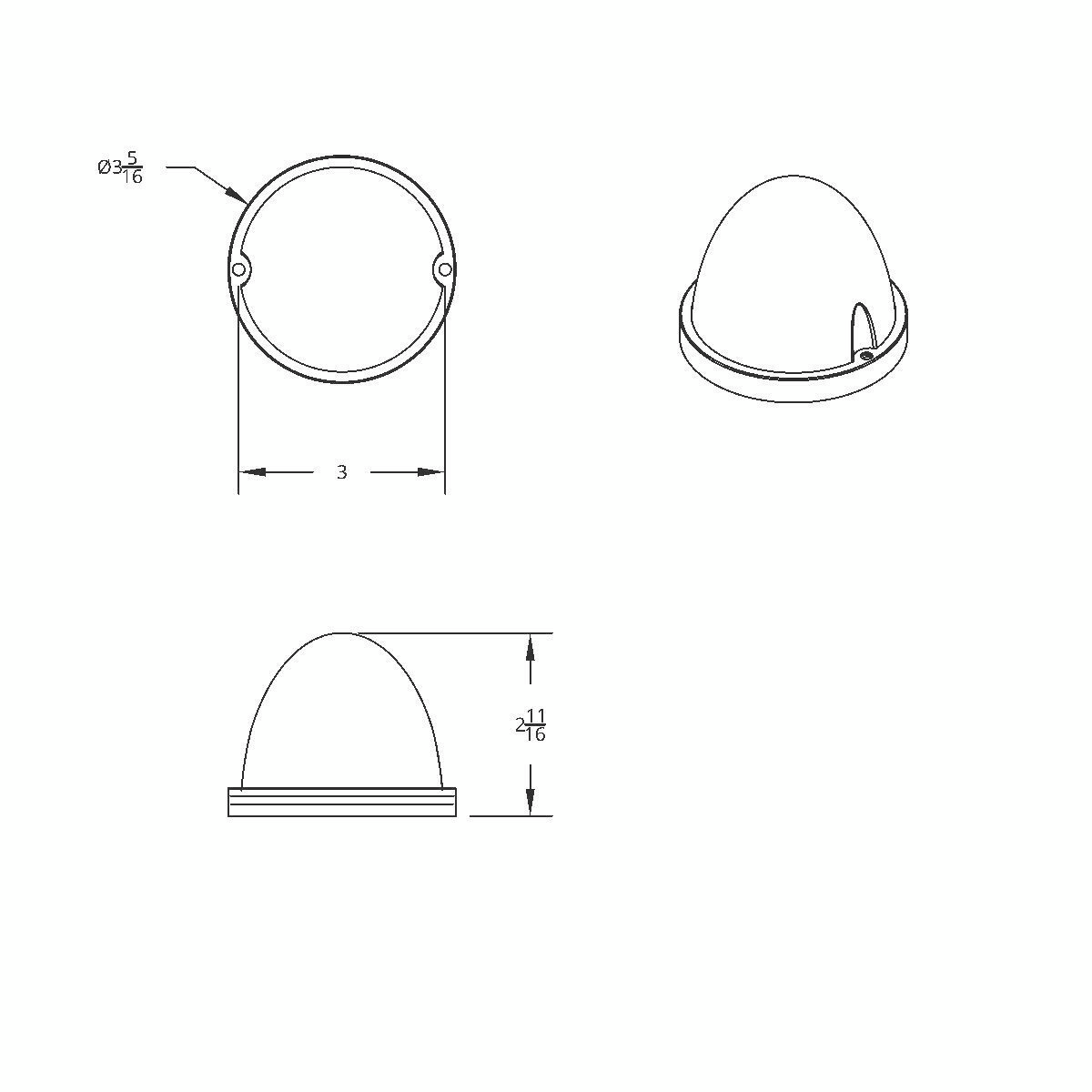 17 LED Reflector Watermelon Flush Mount Kit - Amber LED/Clear Lens - Thumbnail 2