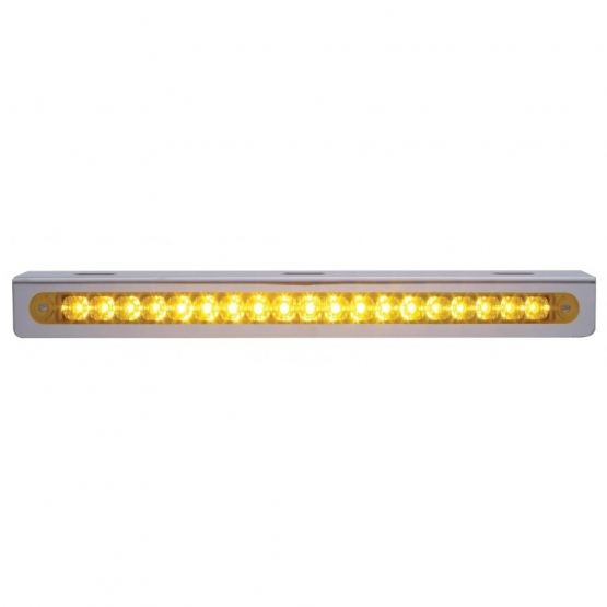 12-3/4" Stainless Light Bracket With 19 LED 12" Light Bar - Amber LED/Amber Lens