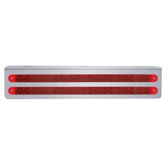 12-3/4" Stainless Light Bracket With 2X 19 LED 12" Light Bars - Red LED/Red Lens - Thumbnail 2