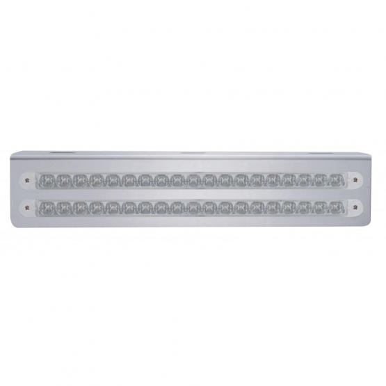 12-3/4" Stainless Light Bracket With 2X 19 LED 12" Light Bars - Amber LED/Clear Lens