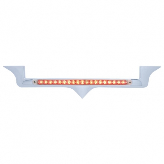 Chrome Hood Emblem Trim With 19 LED Reflector Light Bar For Kenworth - Red LED/Clear Lens - Thumbnail 2