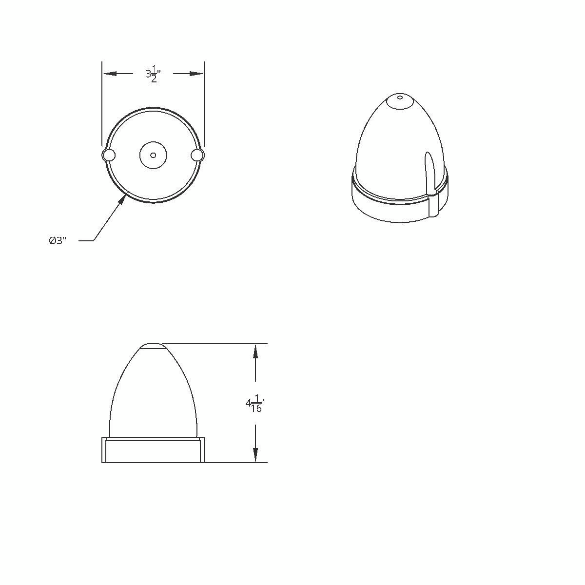 19 LED Beehive Grakon 1000 Flush Mount Kit - Amber LED/Clear Lens - Thumbnail 2