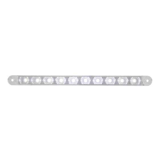 10 LED 9" Dual Function Light Bar - White LED/Clear Lens (Bulk)