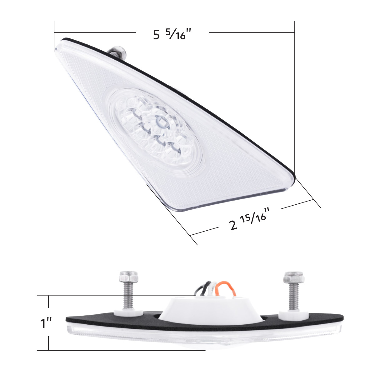 9 LED Competition Series Fender Light For 2007-2017 Kenworth T660 (Passenger) -Amber LED/Clear Lens - Thumbnail 11