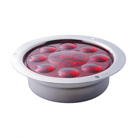 12 LED 4" Round Flange Mount Light (Stop, Turn & Tail) - Red LED/Red Lens - Thumbnail 3