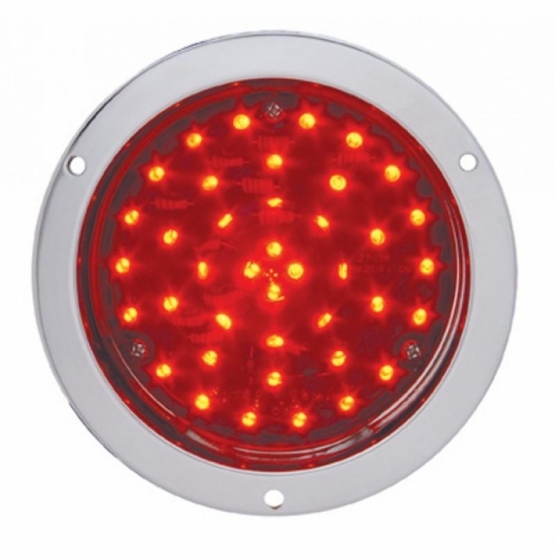 40 LED 4" Round Flange Mount Deep-Dish Light (Stop, Turn & Tail) - Red LED/Red Lens