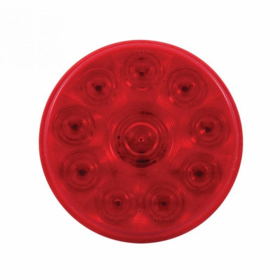 10 LED 4" Round Light (Stop, Turn & Tail) - Red LED/Red Lens - Thumbnail 2