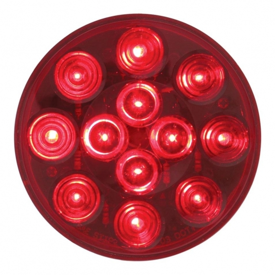 12 LED 4" Round Light (Stop, Turn & Tail) - Red LED/Red Lens - Thumbnail 2