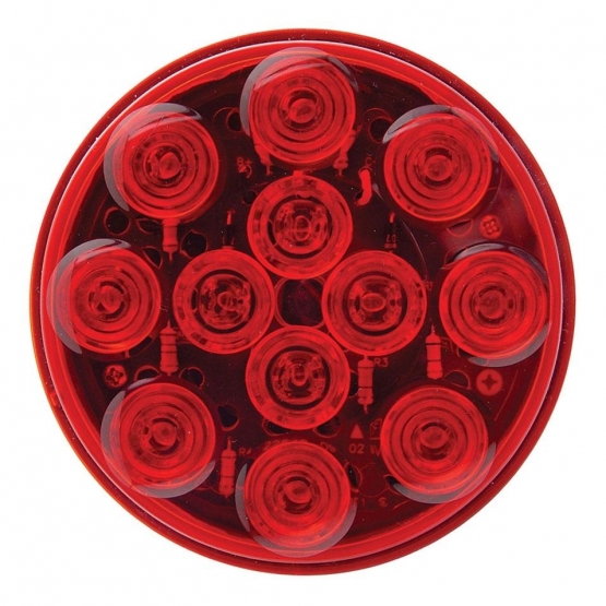 12 LED 4" Round Light (Stop, Turn & Tail) - Red LED/Red Lens - Thumbnail 3