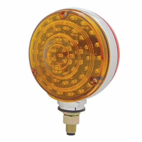 88 LED Single Stud Double Face Turn Signal Light - Amber & Red LED/Amber & Red Lens
