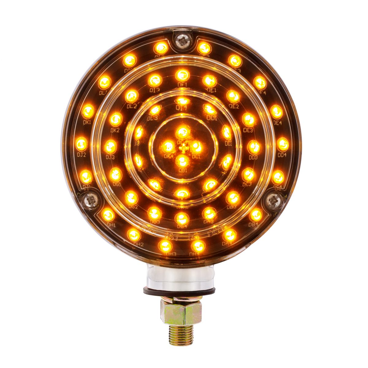 88 LED Single Stud Double Face Turn Signal Light - Amber & Red LED/Clear Lens