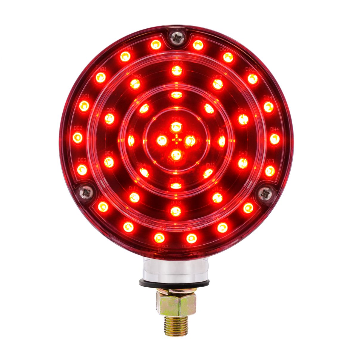 88 LED Single Stud Double Face Turn Signal Light - Amber & Red LED/Clear Lens - Thumbnail 2