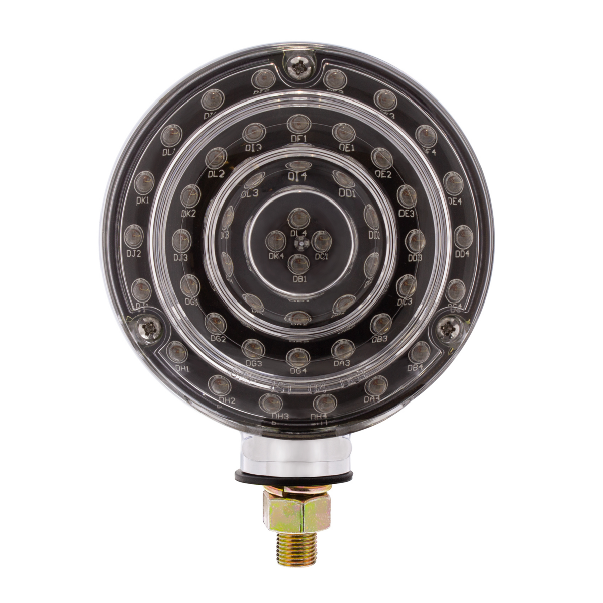 88 LED Single Stud Double Face Turn Signal Light - Amber & Red LED/Clear Lens - Thumbnail 11