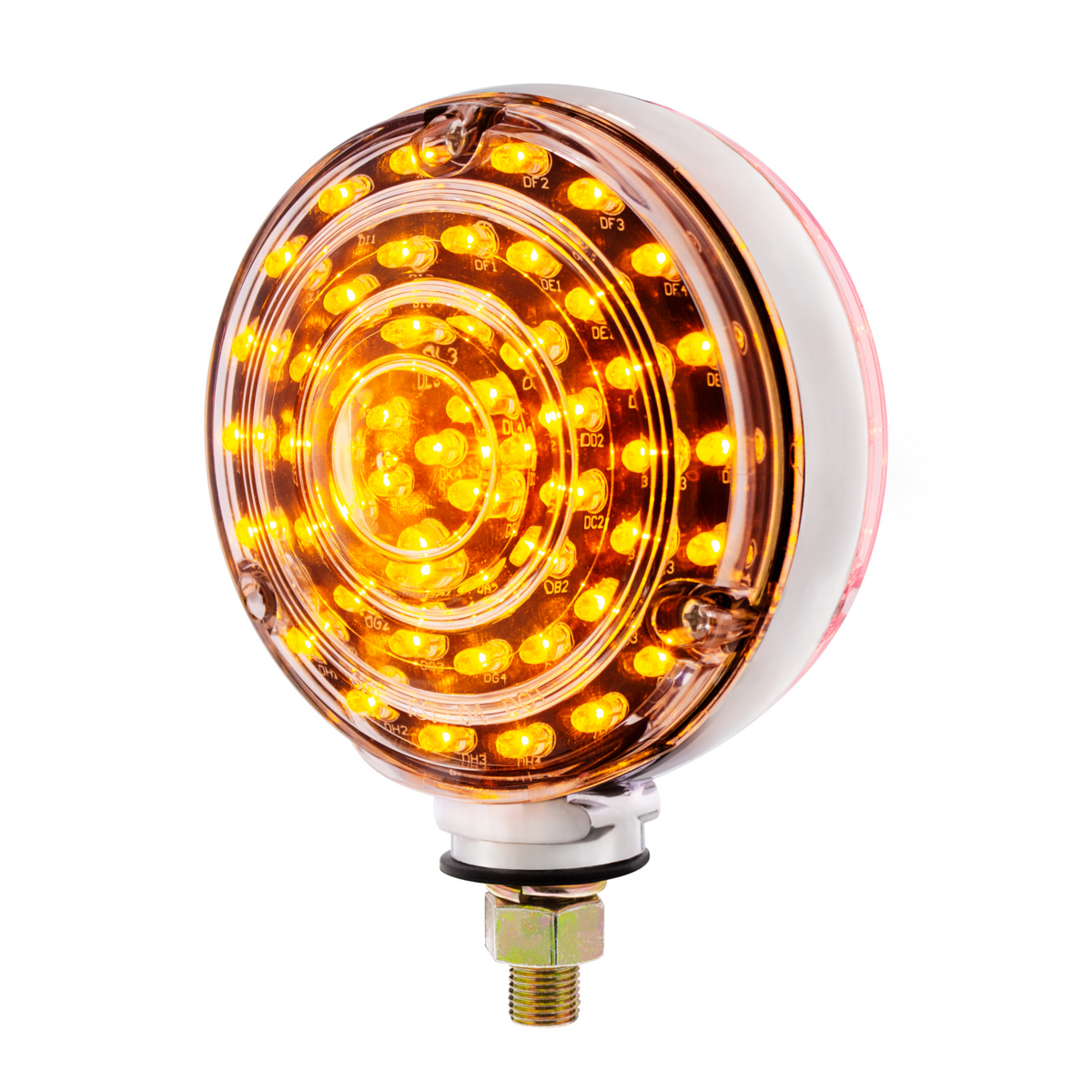 88 LED Single Stud Double Face Turn Signal Light - Amber & Red LED/Clear Lens - Thumbnail 12