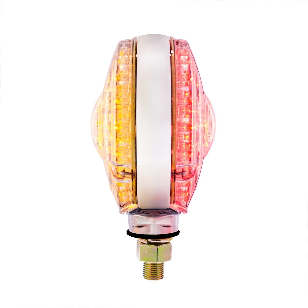 88 LED Single Stud Double Face Turn Signal Light - Amber & Red LED/Clear Lens - Thumbnail 14