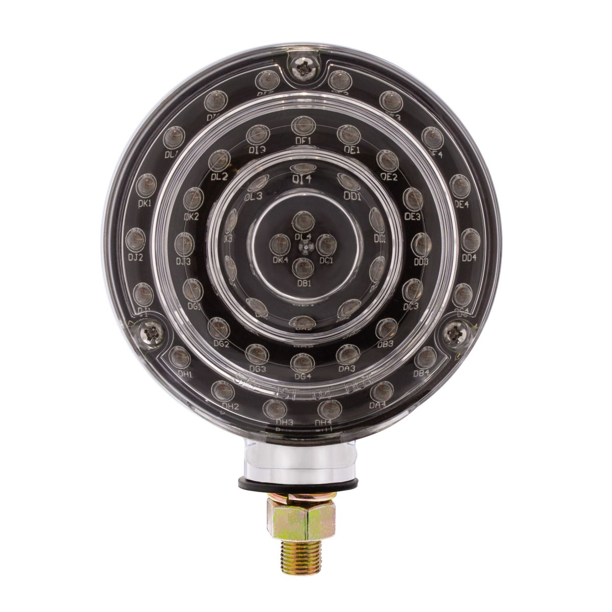 88 LED Single Stud Double Face Turn Signal Light - Amber & Red LED/Clear Lens - Thumbnail 3