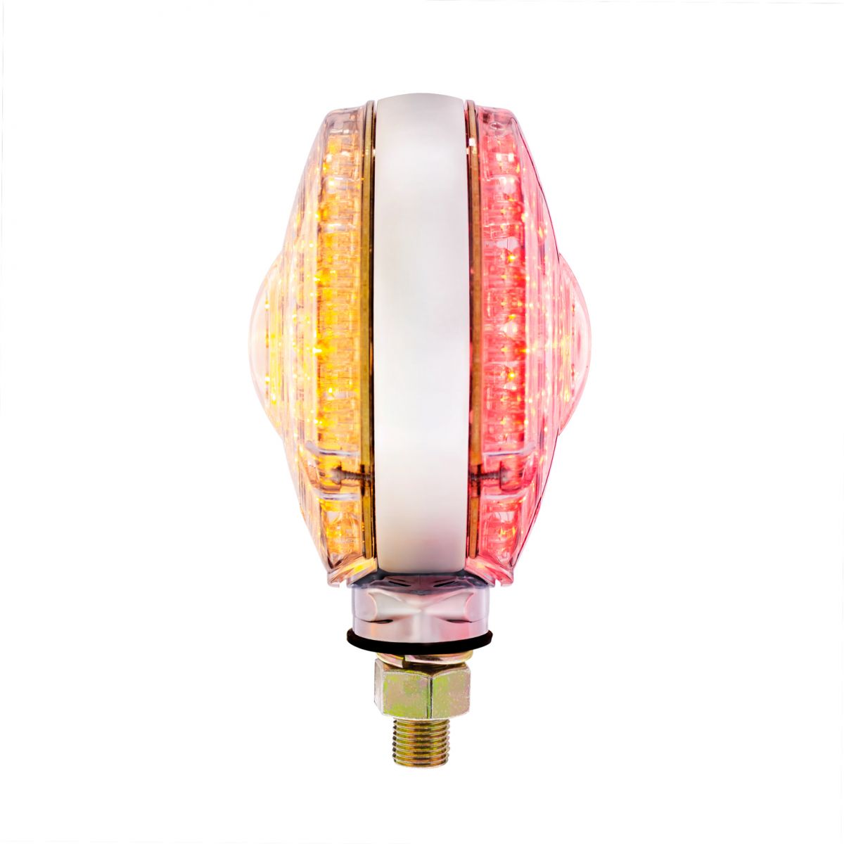 88 LED Single Stud Double Face Turn Signal Light - Amber & Red LED/Clear Lens - Thumbnail 6