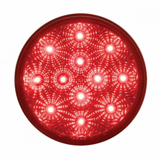12 LED 4" Round Reflector Light (Stop, Turn & Tail) - Red LED/Red Lens (Bulk)