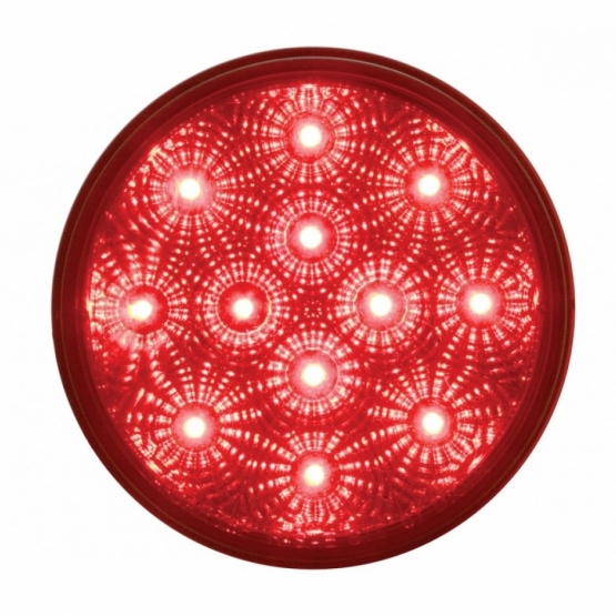 12 LED 4" Round Reflector Light Kit (Stop, Turn & Tail) - Red LED/Red Lens - Thumbnail 2