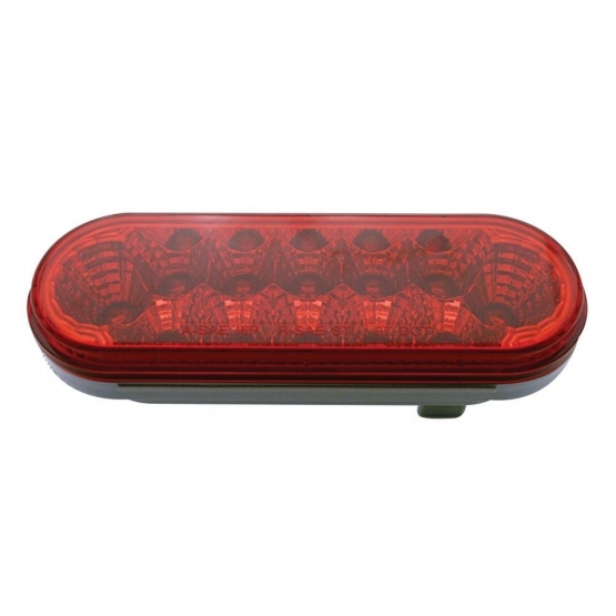 12 LED 6" Oval Reflector Light (Stop, Turn & Tail) - Red LED/Red Lens - Thumbnail 2