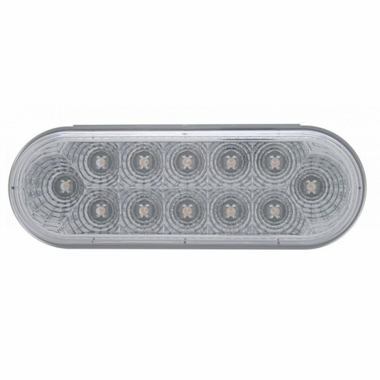 12 LED 6" Oval Reflector Light (Stop, Turn & Tail) - Red LED/Clear Lens