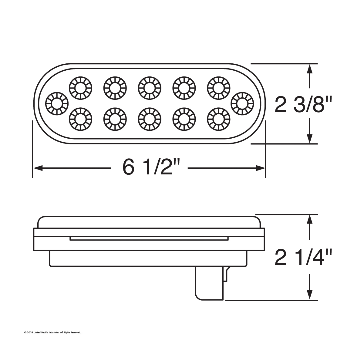 12 LED 6" Oval Reflector Light (Stop, Turn & Tail) - Red LED/Clear Lens - Thumbnail 3