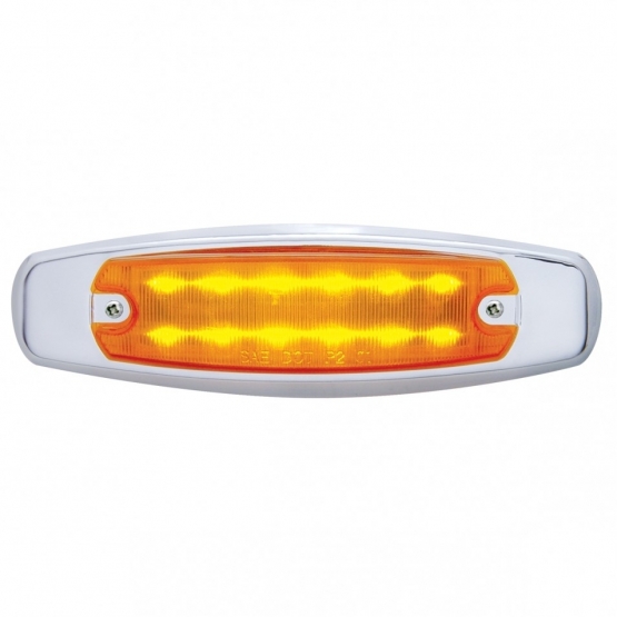 12 LED Rectangular Light (Clearance/Marker) With Chrome Bezel - Amber LED/Amber Lens