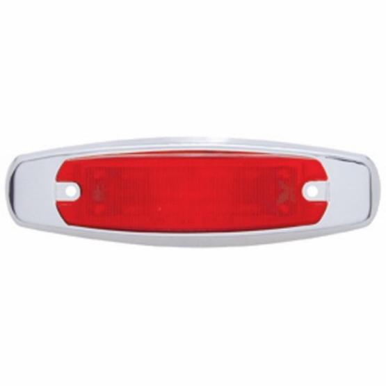 12 LED Rectangular Light (Clearance/Marker) With Chrome Bezel - Red LED/Red Lens - Thumbnail 2