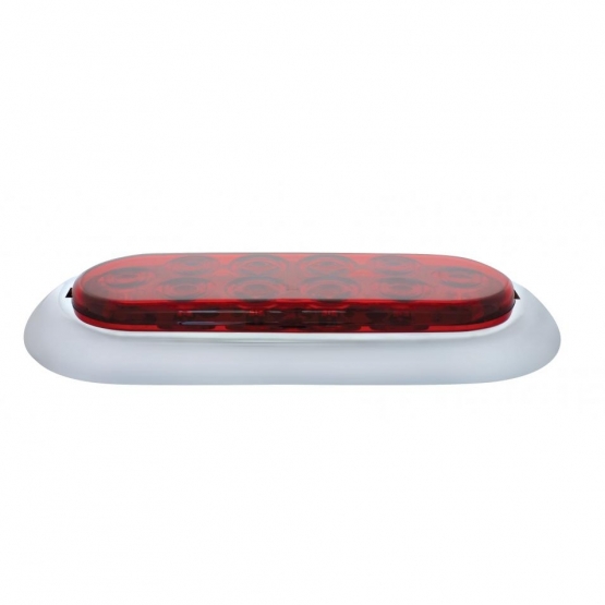 10 LED 6" Oval Light With Bezel (Stop, Turn & Tail) - Red LED/Red Lens - Thumbnail 3