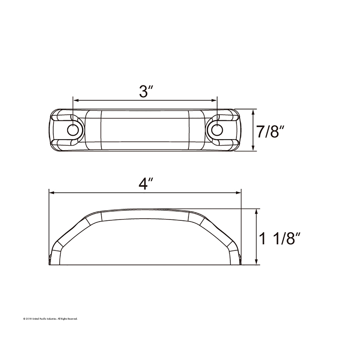 6 LED Rectangular Streamline Light (Clearance/Marker) - Red LED/Red Lens - Thumbnail 4