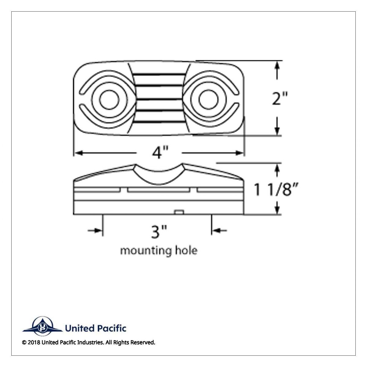 16 LED 4" X 2" Rectangular Light (Clearance/Marker) With Single Wire - Amber LED/Amber Lens - Thumbnail 2