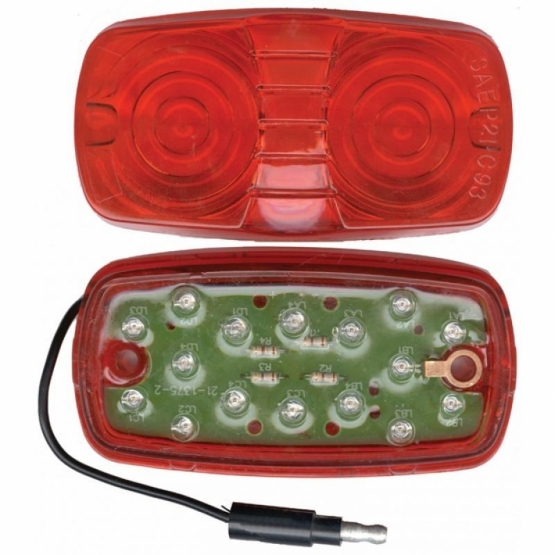 16 LED 4" X 2" Rectangular Light (Clearance/Marker) With Single Wire - Red LED/Red Lens