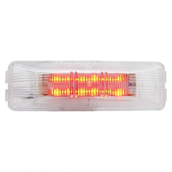 12 LED Rectangular Light (Clearance/Marker) - Red LED/Clear Lens