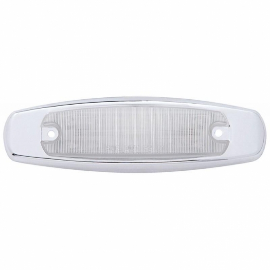 12 LED Rectangular Light (Clearance/Marker) With Chrome Bezel - Red LED/Clear Lens
