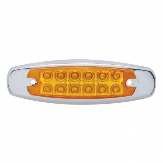 12 LED Reflector Rectangular Light With Bezel (Clearance/Marker) - Amber LED/Amber Lens - Thumbnail 2