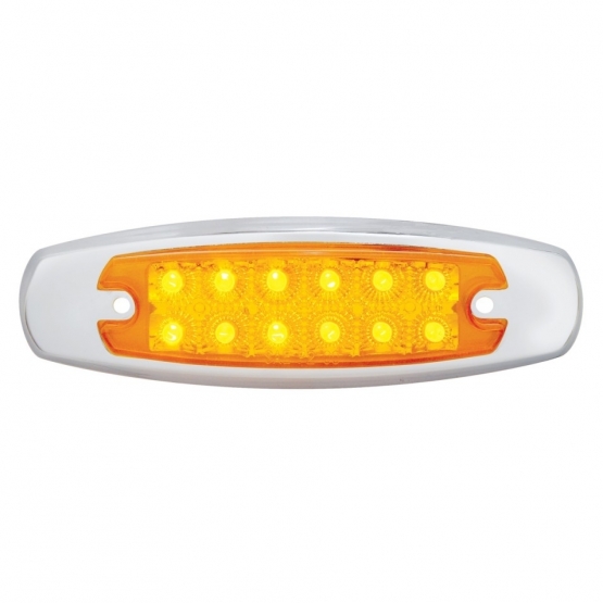12 LED Reflector Rectangular Light With Bezel (Clearance/Marker) - Amber LED/Amber Lens (Bulk)