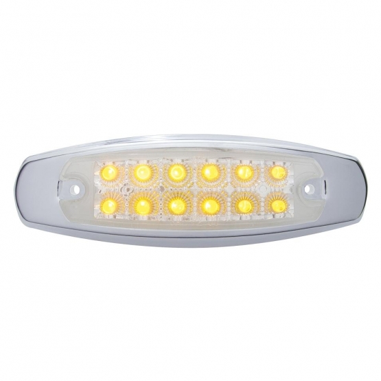 12 LED Reflector Rectangular Light With Bezel (Clearance/Marker) - Amber LED/Clear Lens (Bulk) - Thumbnail 2